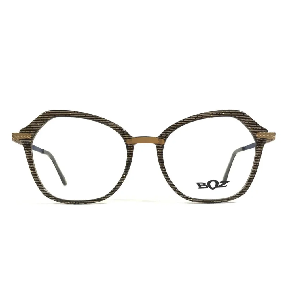 BOZ Eyeglasses Frames IXELLE 0020 Brown Blue Striped Matte Gold 53-18-135